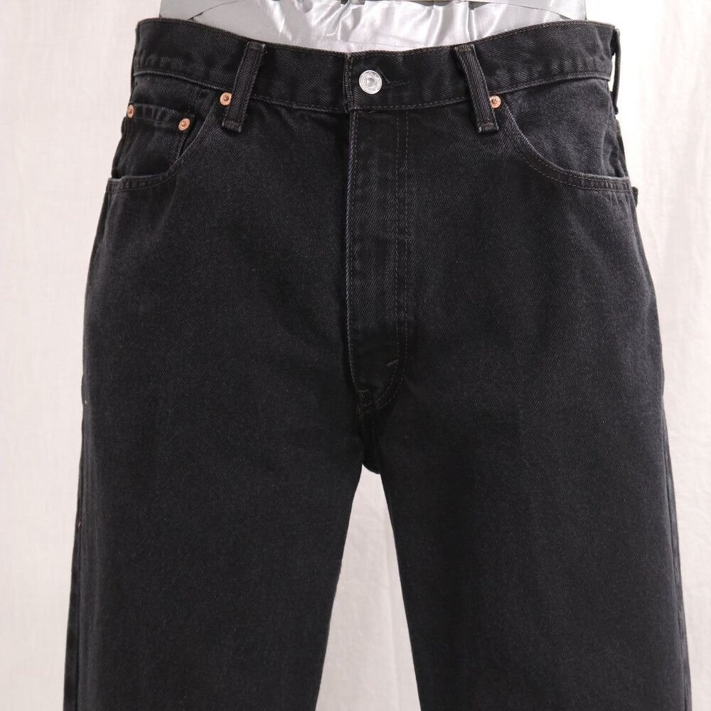 Levis 550 Jean Men 38 x 30 Grunge Black Relaxed Fit Straight Leg Goth Denim VTG - Picture 3 of 13